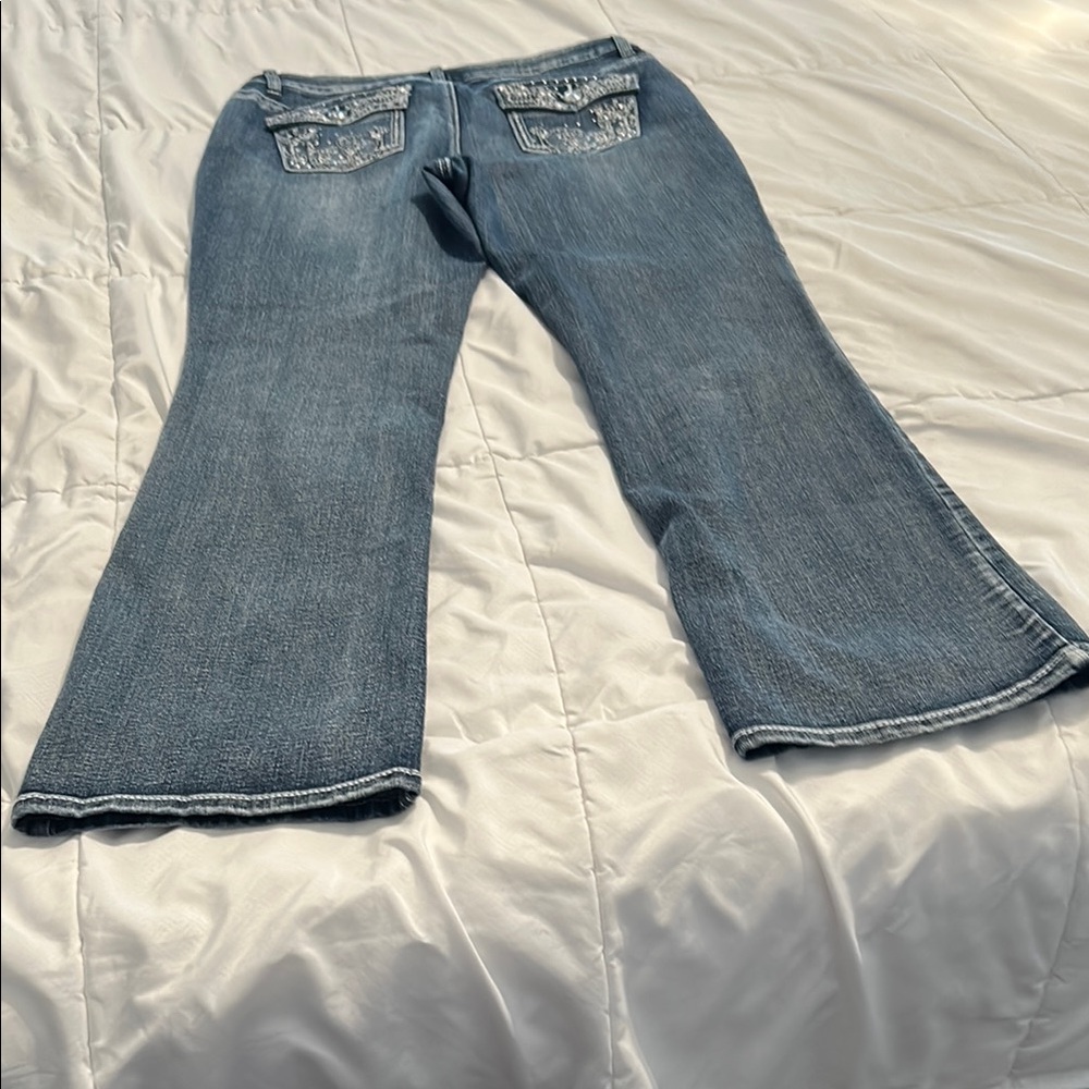 Cato Women's Boot Cut Blue Jeans with Bling - Picture 5 of 6